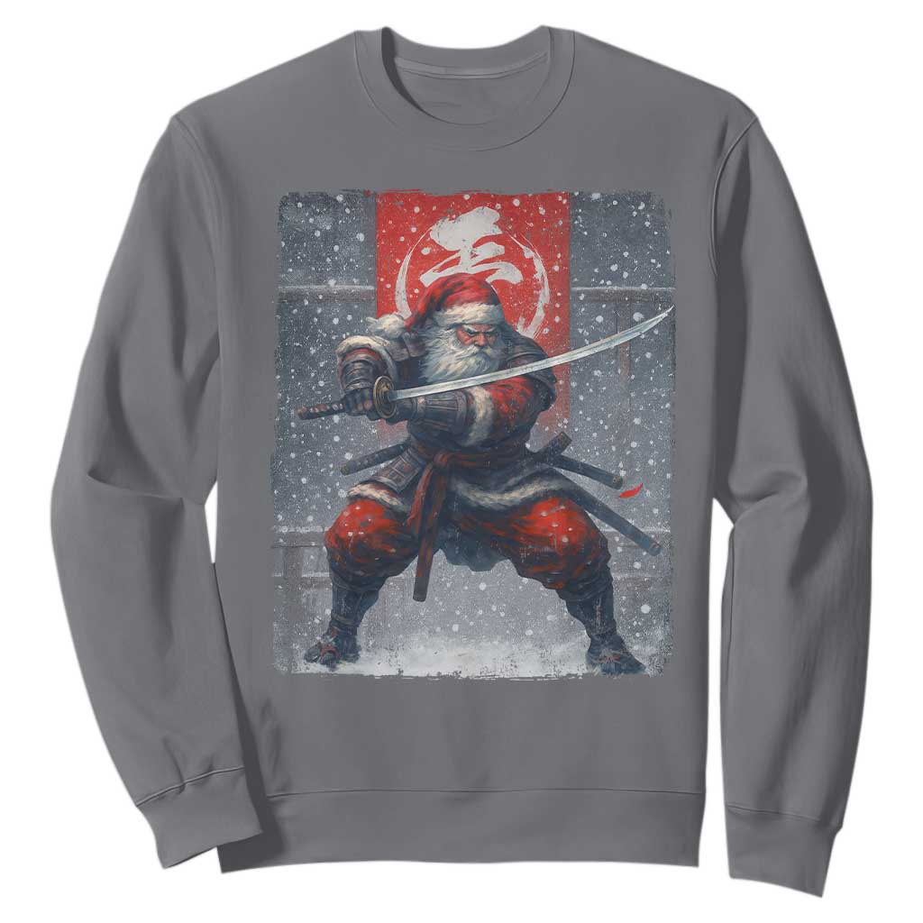 Christmas Samurai Santa Sweatshirt Japanese Xmas Warrior Sword Katana TS11 Charcoal Print Your Wear