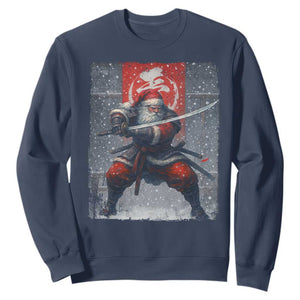 Christmas Samurai Santa Sweatshirt Japanese Xmas Warrior Sword Katana TS11 Navy Print Your Wear