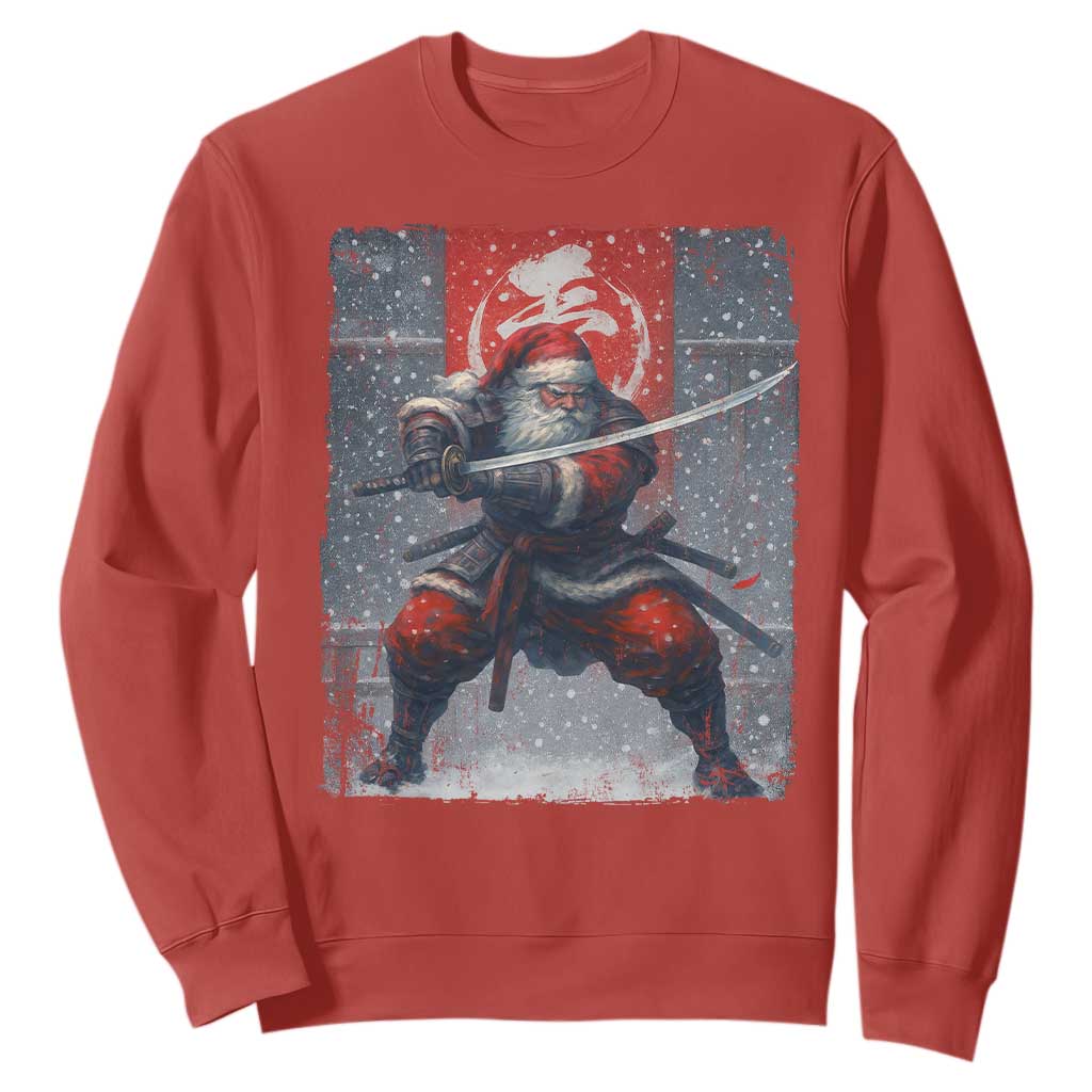 Christmas Samurai Santa Sweatshirt Japanese Xmas Warrior Sword Katana TS11 Red Print Your Wear