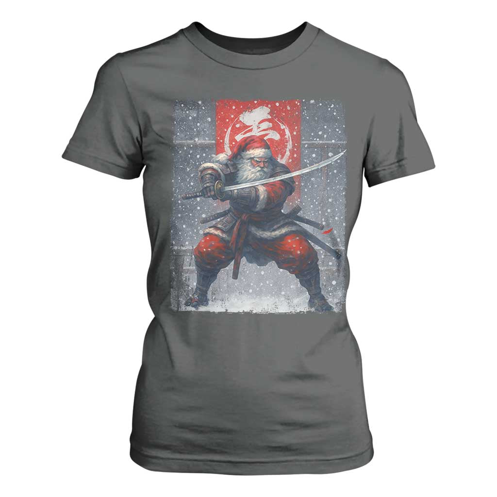 Christmas Samurai Santa T Shirt For Women Japanese Xmas Warrior Sword Katana TS11 Dark Heather Print Your Wear