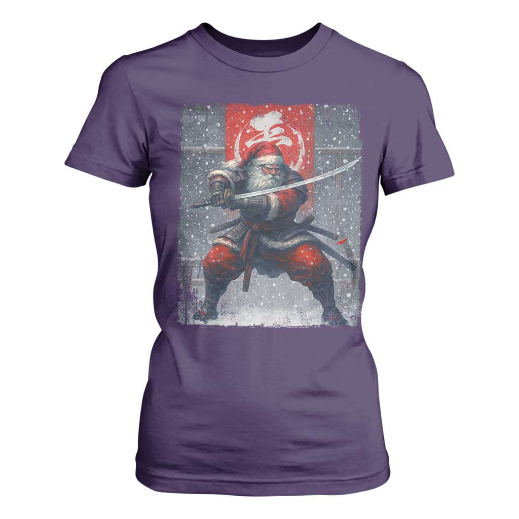 Christmas Samurai Santa T Shirt For Women Japanese Xmas Warrior Sword Katana TS11 Purple Print Your Wear