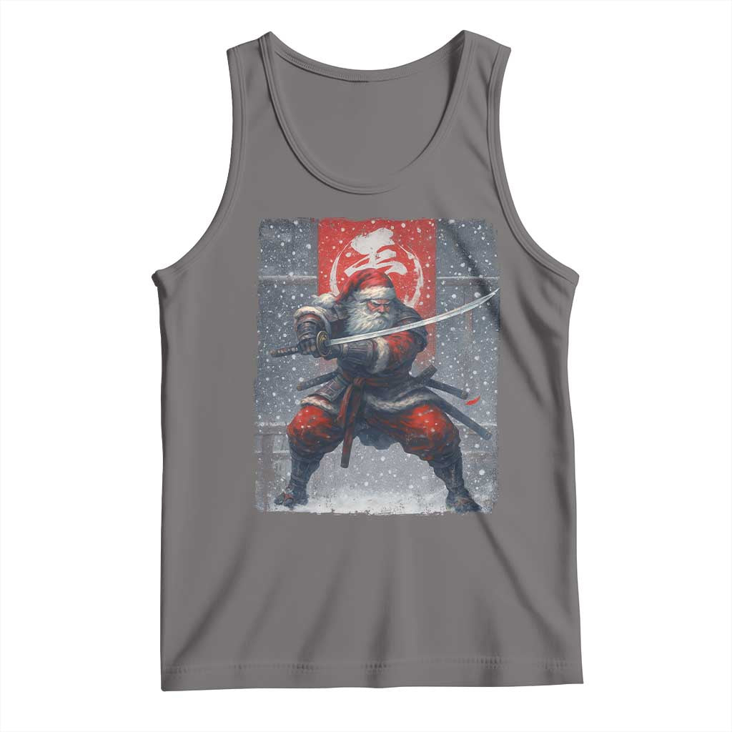 Christmas Samurai Santa Tank Top Japanese Xmas Warrior Sword Katana TS11 Deep Heather Print Your Wear
