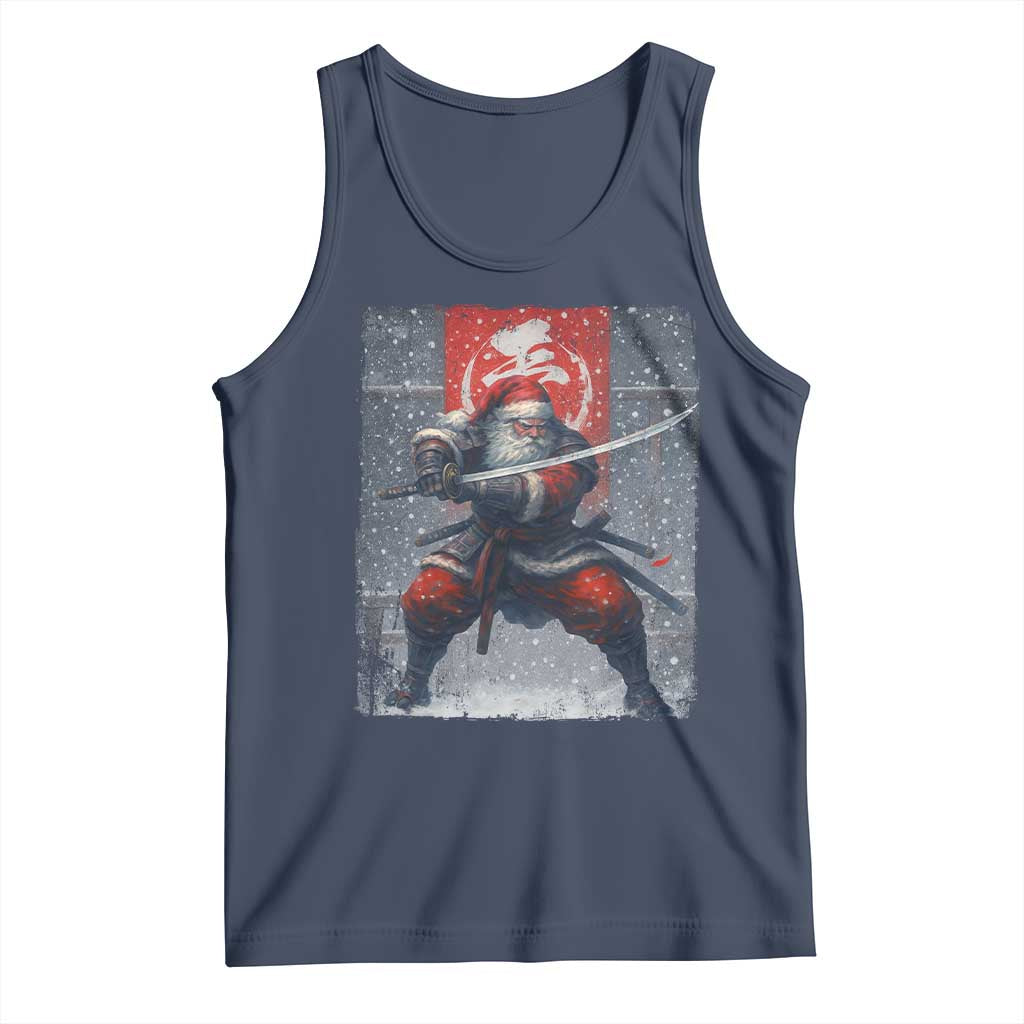 Christmas Samurai Santa Tank Top Japanese Xmas Warrior Sword Katana TS11 Navy Print Your Wear