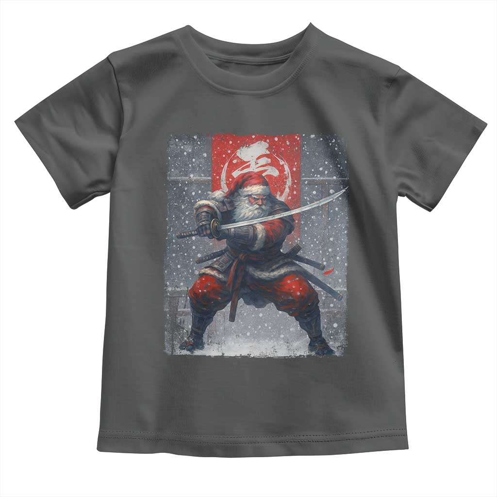 Christmas Samurai Santa Toddler T Shirt Japanese Xmas Warrior Sword Katana TS11 Dark Heather Print Your Wear