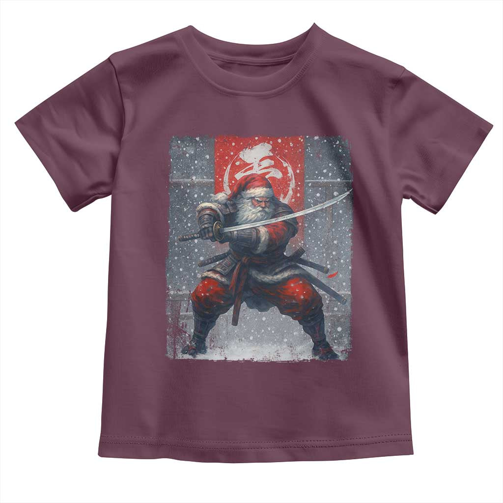 Christmas Samurai Santa Toddler T Shirt Japanese Xmas Warrior Sword Katana TS11 Maroon Print Your Wear
