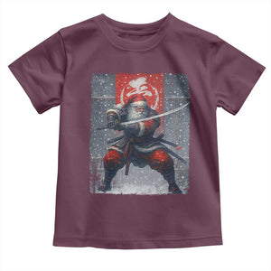 Christmas Samurai Santa Toddler T Shirt Japanese Xmas Warrior Sword Katana TS11 Maroon Print Your Wear