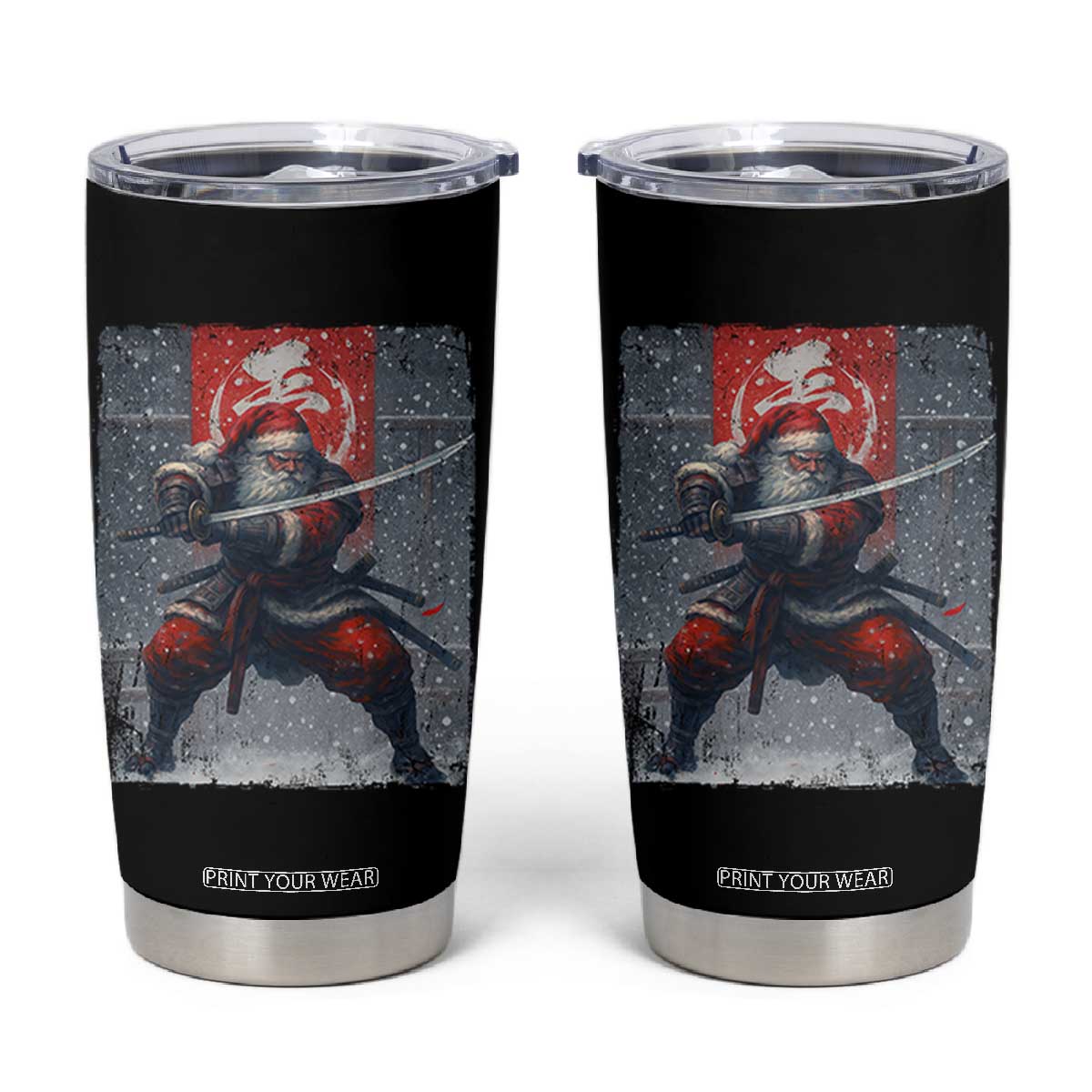 Christmas Samurai Santa Tumbler Cup Japanese Xmas Warrior Sword Katana TS11 Black Print Your Wear