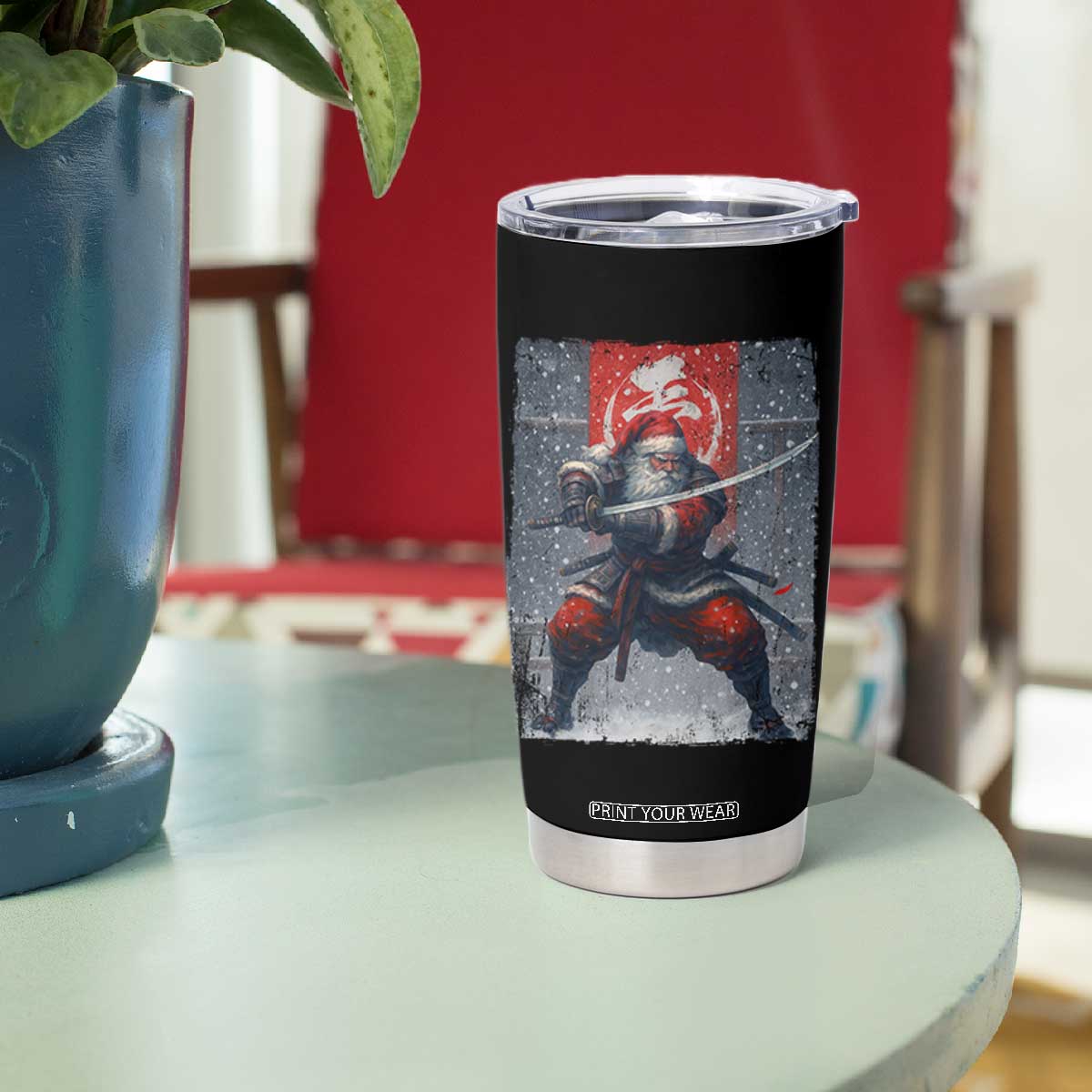 Christmas Samurai Santa Tumbler Cup Japanese Xmas Warrior Sword Katana TS11 Print Your Wear