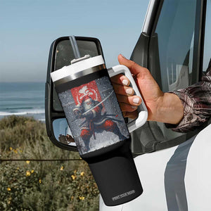 Christmas Samurai Santa Tumbler With Handle Japanese Xmas Warrior Sword Katana TS11 Print Your Wear