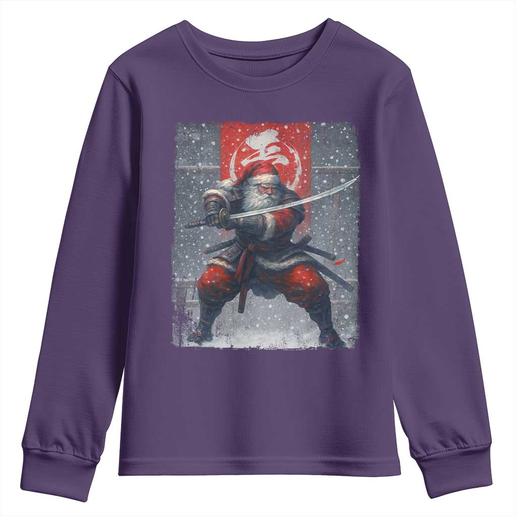 Christmas Samurai Santa Youth Sweatshirt Japanese Xmas Warrior Sword Katana TS11 Purple Print Your Wear