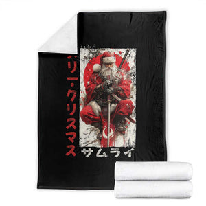 Christmas Samurai Santa Throw Blanket Japanese Xmas Warrior Ukiyo-e Art TS11 Black Print Your Wear