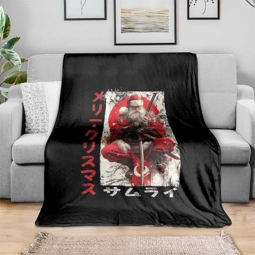 Christmas Samurai Santa Throw Blanket Japanese Xmas Warrior Ukiyo-e Art TS11 Print Your Wear
