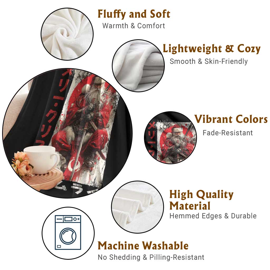 Christmas Samurai Santa Throw Blanket Japanese Xmas Warrior Ukiyo-e Art TS11 Print Your Wear