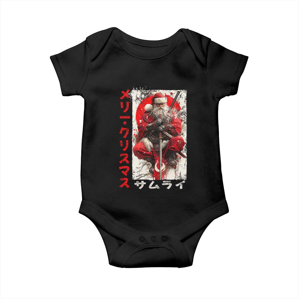 Christmas Samurai Santa Baby Onesie Japanese Xmas Warrior Ukiyo-e Art TS11 Black Print Your Wear