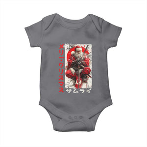 Christmas Samurai Santa Baby Onesie Japanese Xmas Warrior Ukiyo-e Art TS11 Charcoal Print Your Wear