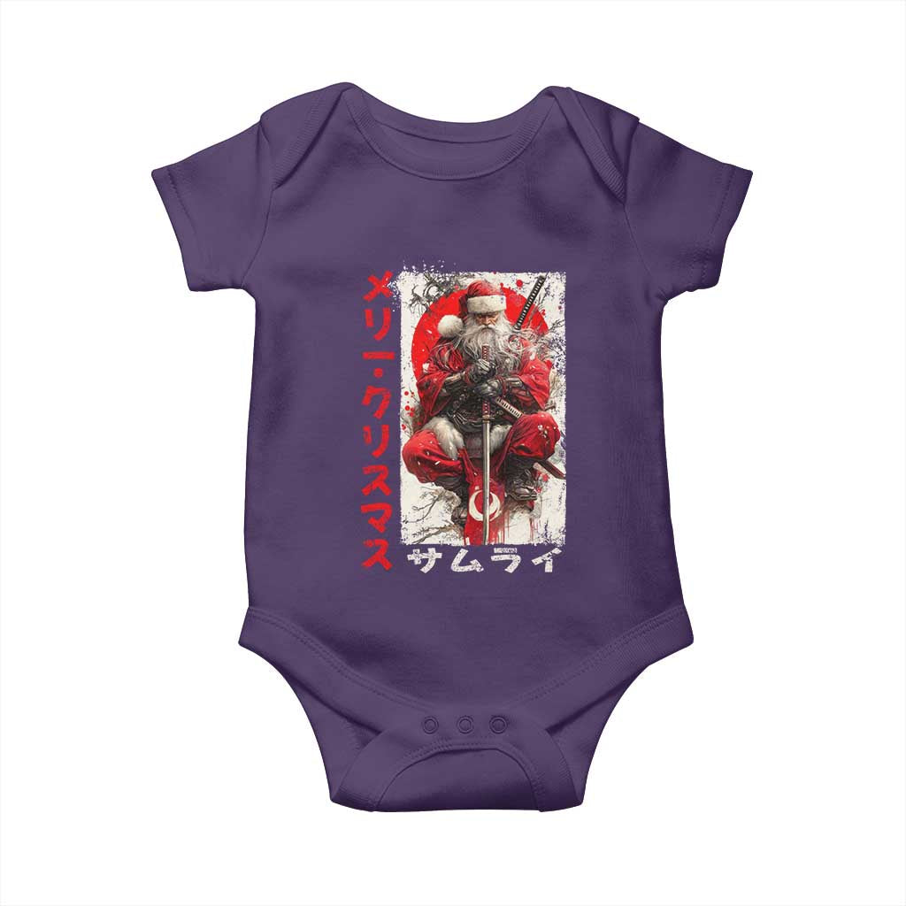 Christmas Samurai Santa Baby Onesie Japanese Xmas Warrior Ukiyo-e Art TS11 Purple Print Your Wear