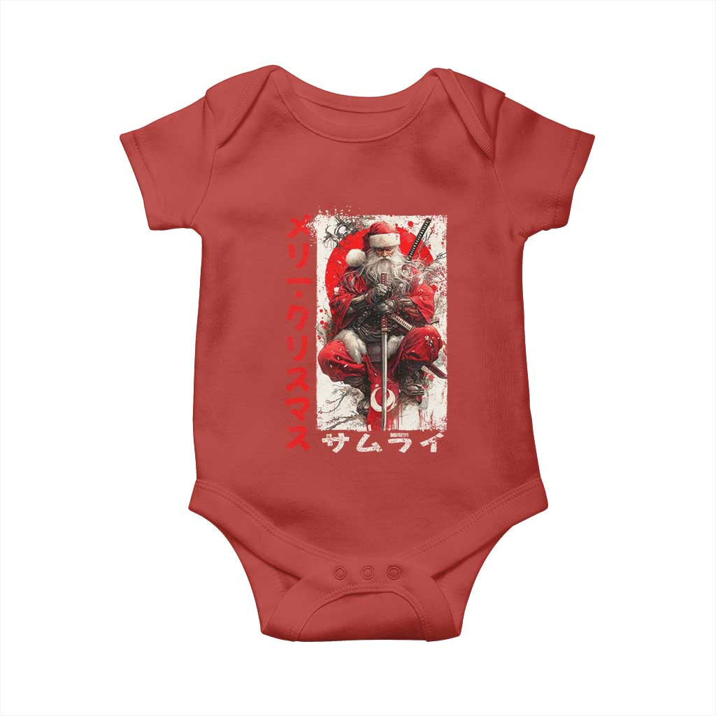 Christmas Samurai Santa Baby Onesie Japanese Xmas Warrior Ukiyo-e Art TS11 Red Print Your Wear