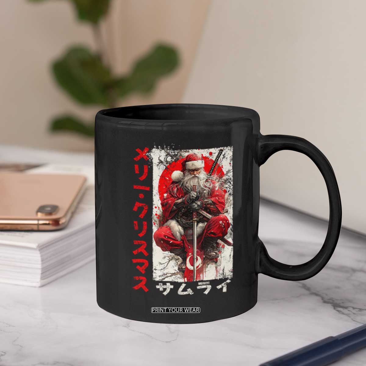 Christmas Samurai Santa Coffee Mug Japanese Xmas Warrior Ukiyo-e Art TS11 Print Your Wear