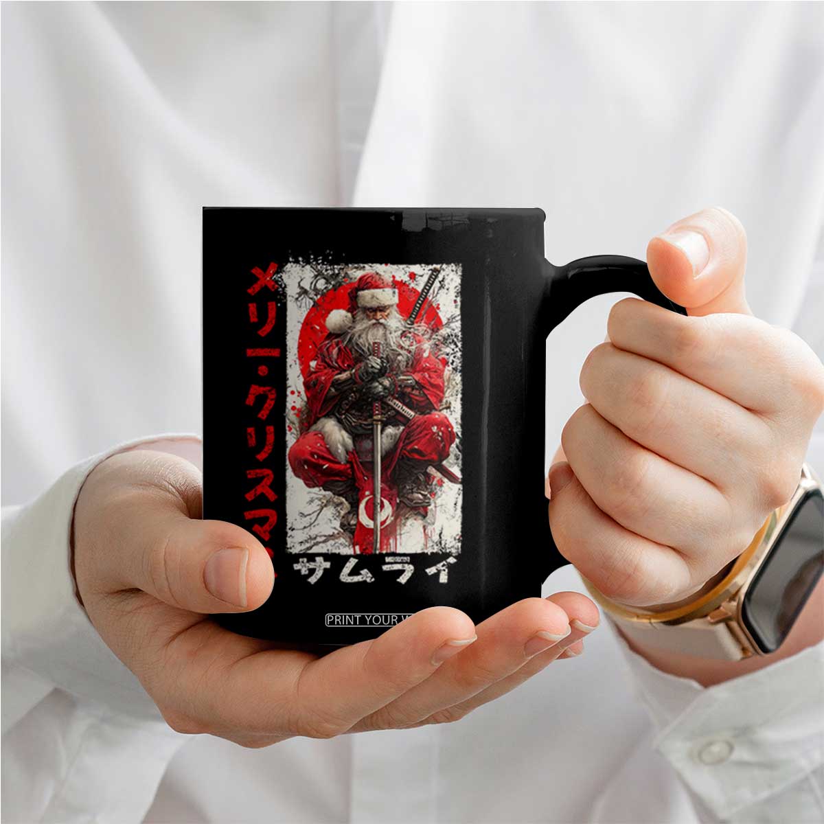 Christmas Samurai Santa Coffee Mug Japanese Xmas Warrior Ukiyo-e Art TS11 Print Your Wear