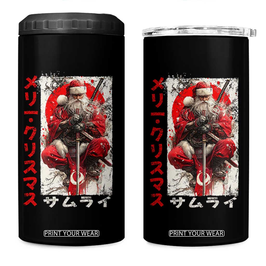 Christmas Samurai Santa 4 in 1 Can Cooler Tumbler Japanese Xmas Warrior Ukiyo-e Art TS11 One Size: 16 oz Black Print Your Wear