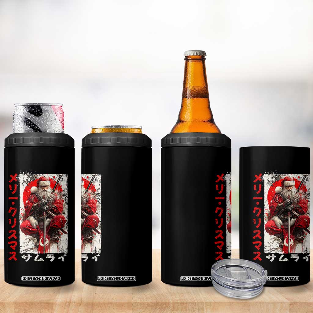 Christmas Samurai Santa 4 in 1 Can Cooler Tumbler Japanese Xmas Warrior Ukiyo-e Art TS11 Print Your Wear
