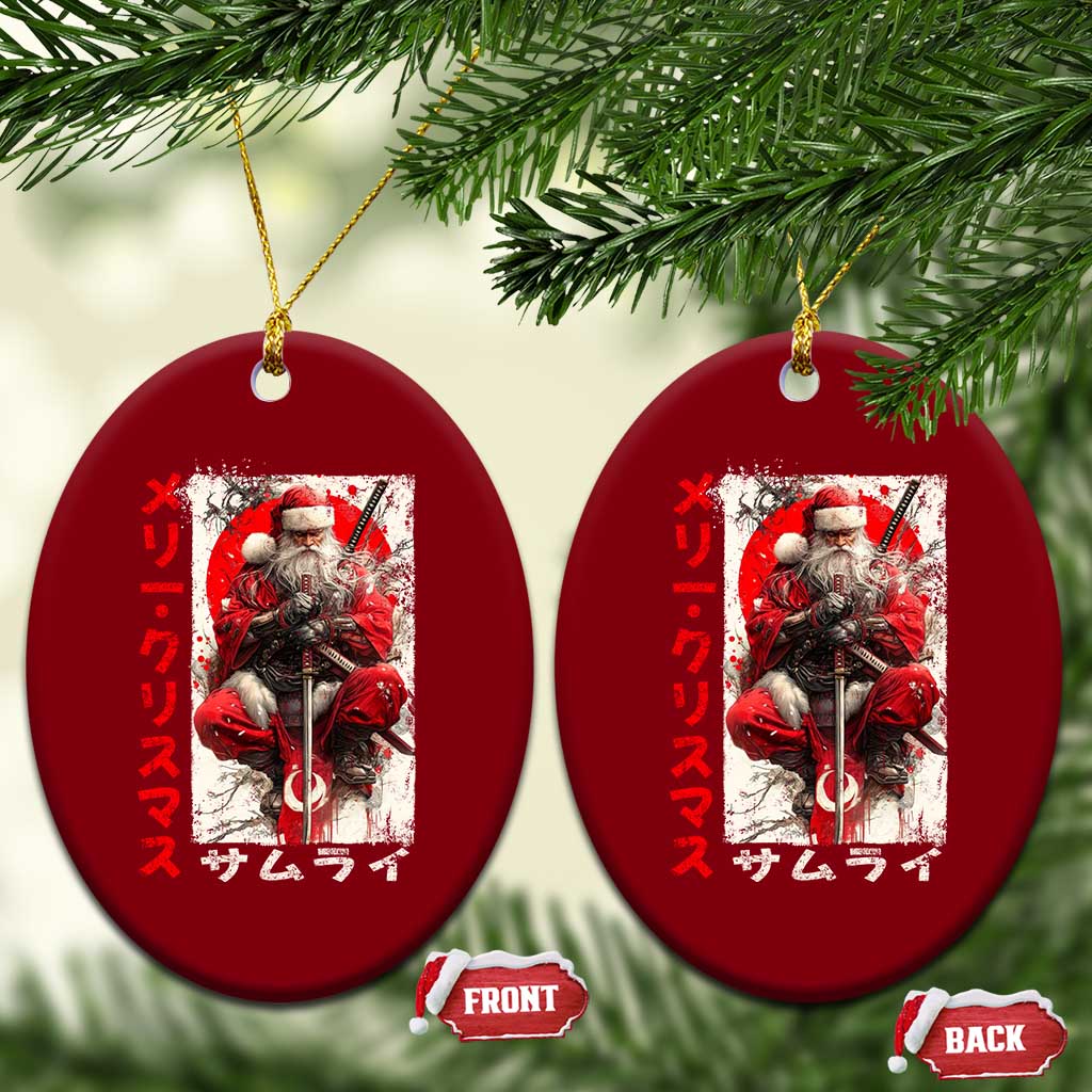 Christmas Samurai Santa Ceramic Ornament Japanese Xmas Warrior Ukiyo-e Art TS11 Print Your Wear