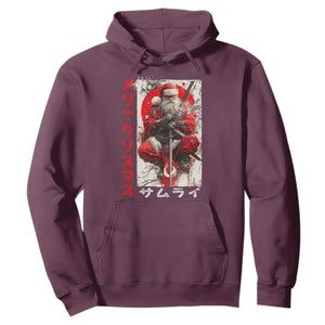Christmas Samurai Santa Hoodie Japanese Xmas Warrior Ukiyo-e Art TS11 Maroon Print Your Wear