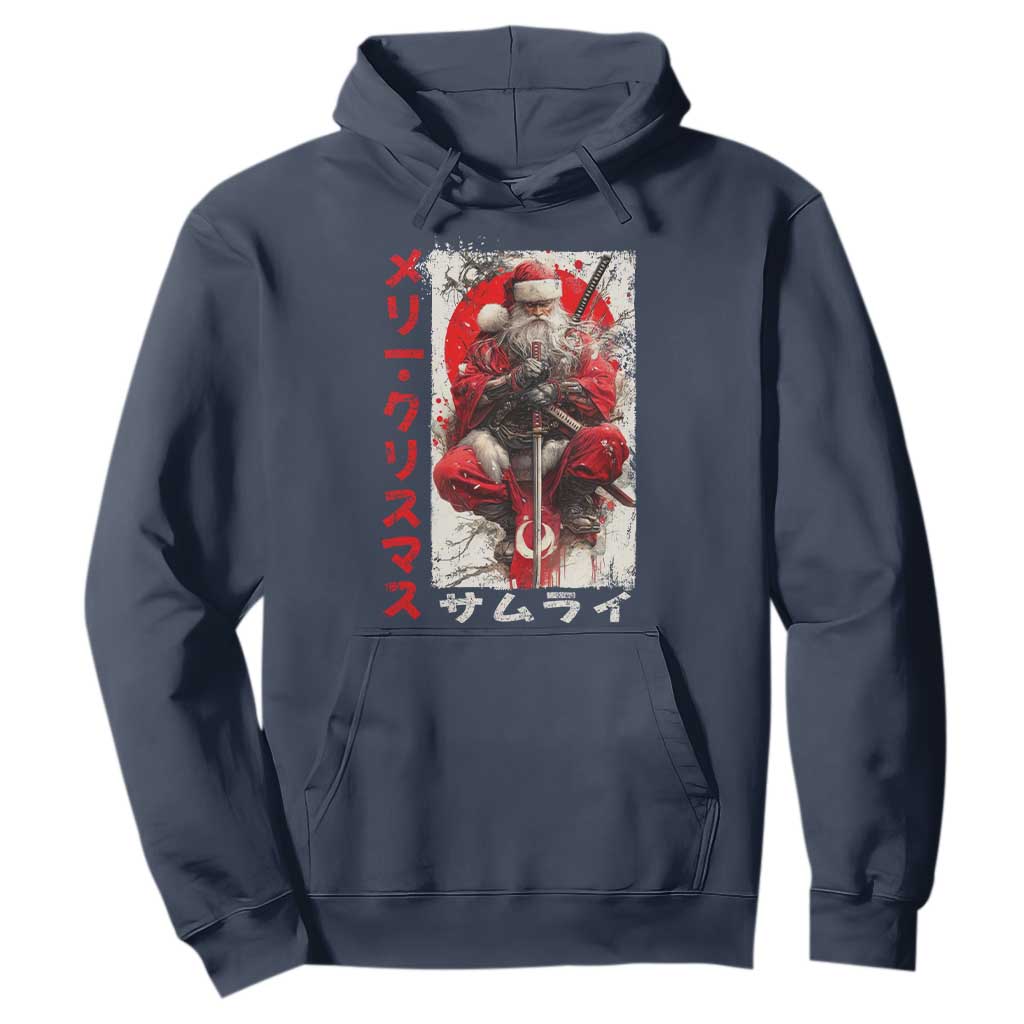 Christmas Samurai Santa Hoodie Japanese Xmas Warrior Ukiyo-e Art TS11 Navy Print Your Wear