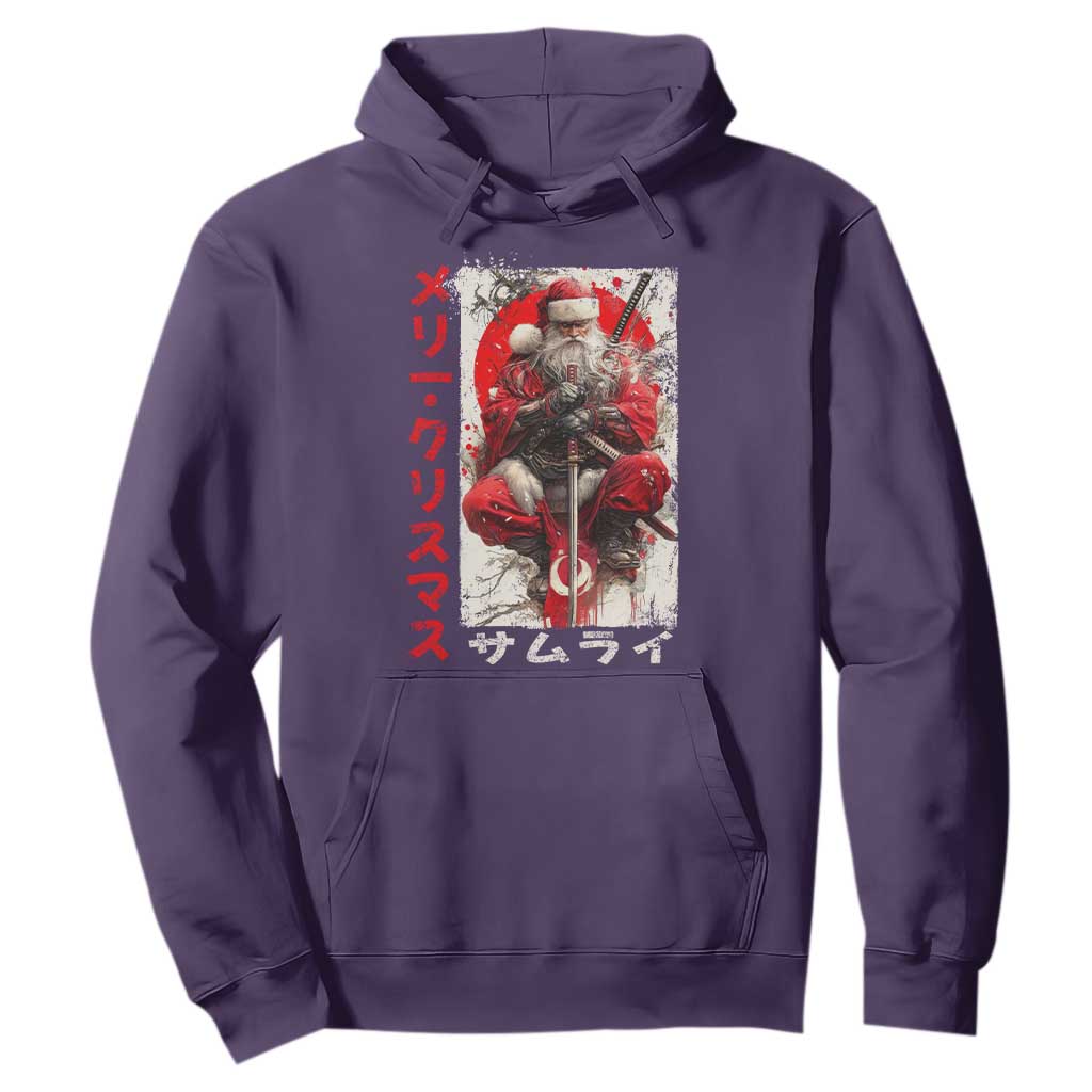 Christmas Samurai Santa Hoodie Japanese Xmas Warrior Ukiyo-e Art TS11 Purple Print Your Wear