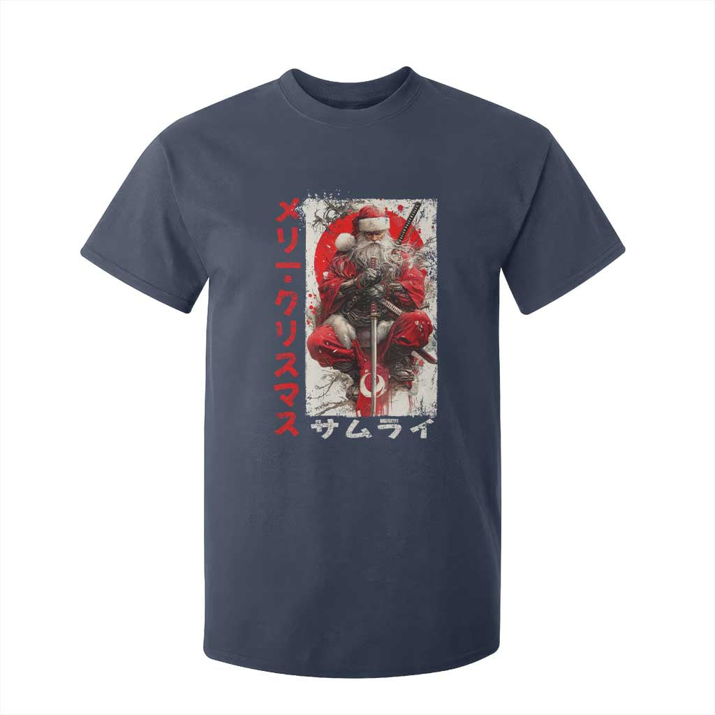 Christmas Samurai Santa T Shirt For Kid Japanese Xmas Warrior Ukiyo-e Art TS11 Navy Print Your Wear
