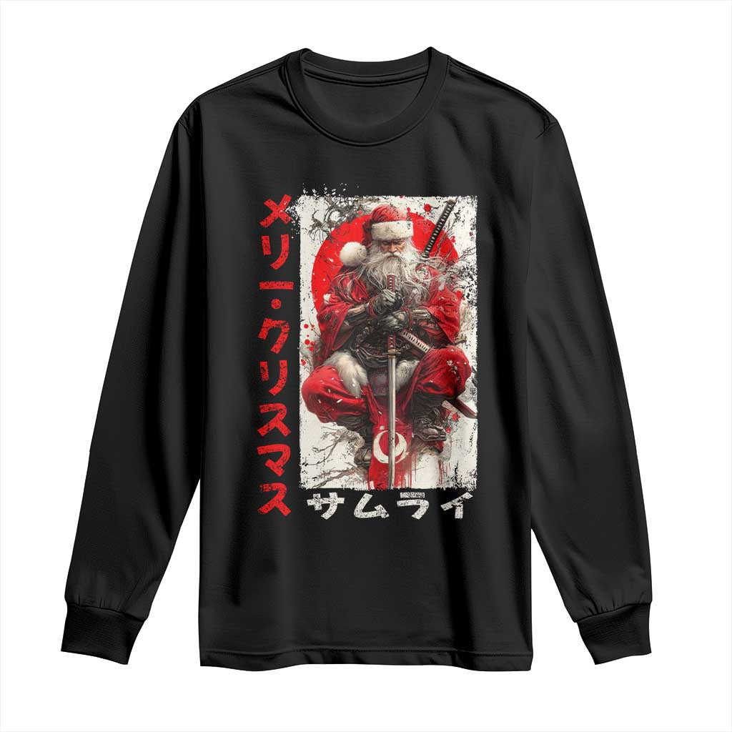 Christmas Samurai Santa Long Sleeve Shirt Japanese Xmas Warrior Ukiyo-e Art TS11 Black Print Your Wear