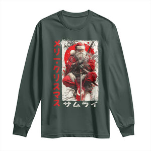 Christmas Samurai Santa Long Sleeve Shirt Japanese Xmas Warrior Ukiyo-e Art TS11 Dark Forest Green Print Your Wear