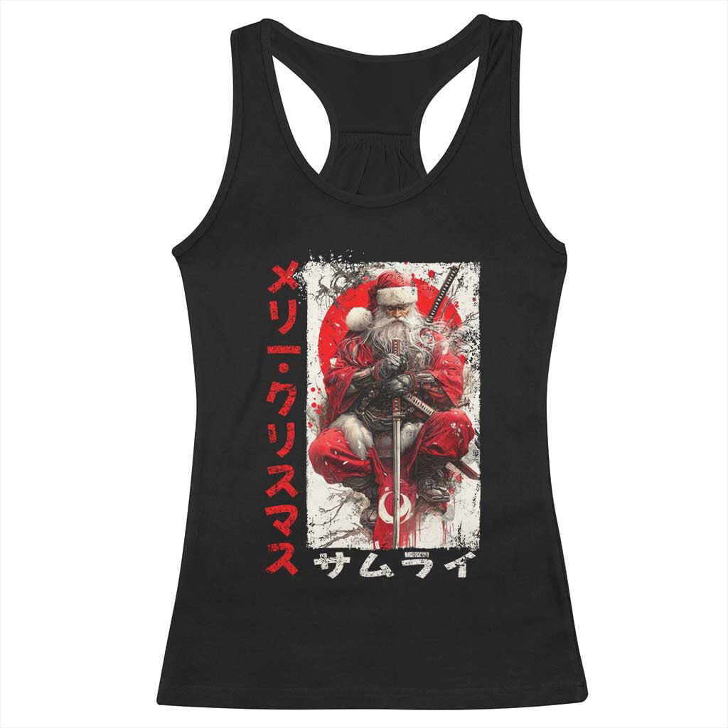 Christmas Samurai Santa Racerback Tank Top Japanese Xmas Warrior Ukiyo-e Art TS11 Black Print Your Wear