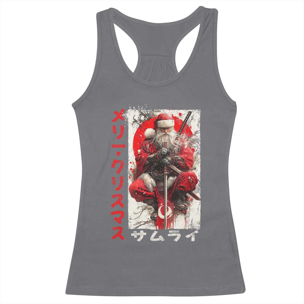 Christmas Samurai Santa Racerback Tank Top Japanese Xmas Warrior Ukiyo-e Art TS11 Charcoal Print Your Wear