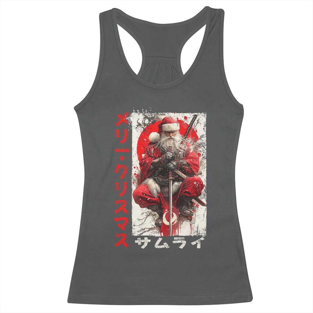 Christmas Samurai Santa Racerback Tank Top Japanese Xmas Warrior Ukiyo-e Art TS11 Dark Heather Print Your Wear
