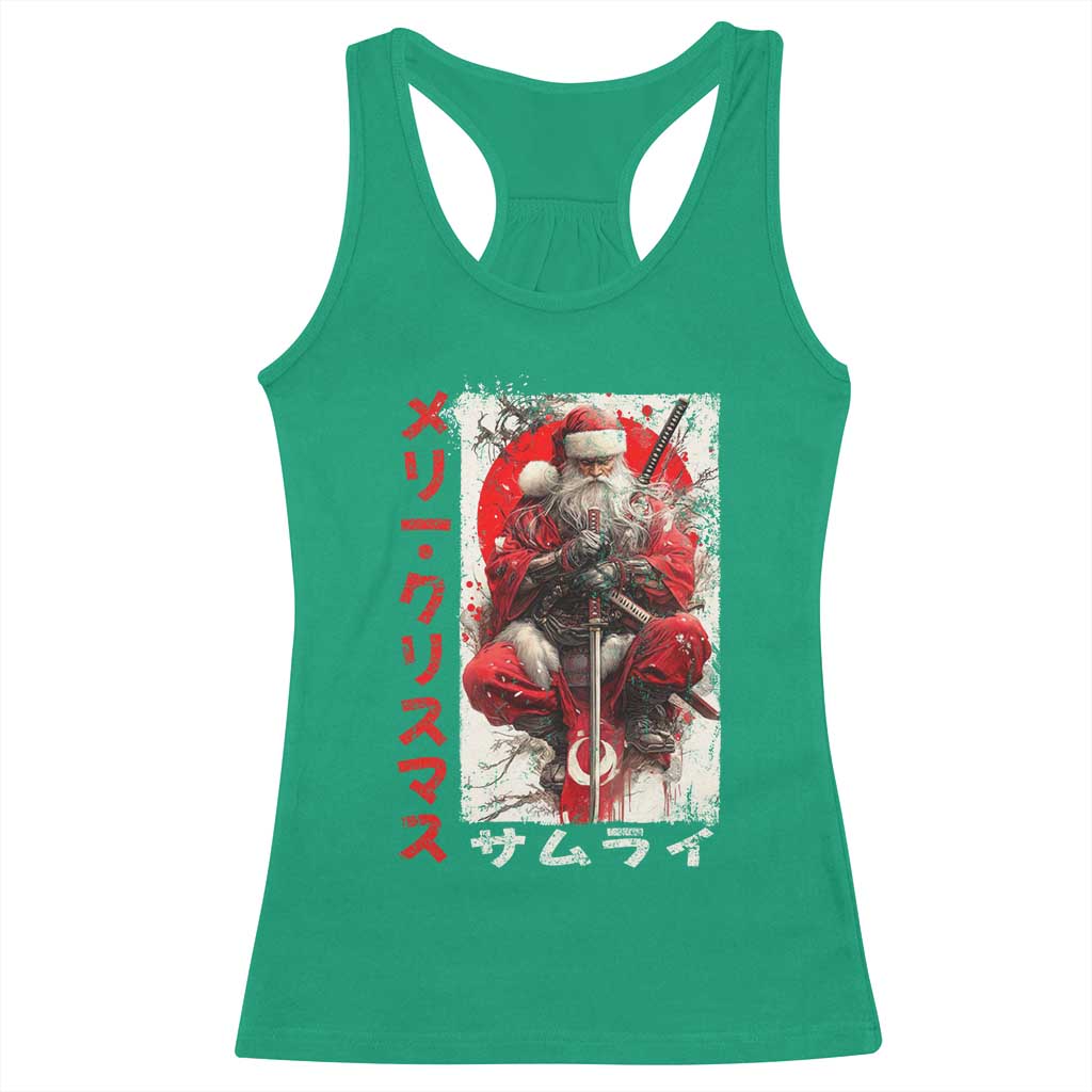Christmas Samurai Santa Racerback Tank Top Japanese Xmas Warrior Ukiyo-e Art TS11 Irish Green Print Your Wear