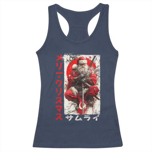 Christmas Samurai Santa Racerback Tank Top Japanese Xmas Warrior Ukiyo-e Art TS11 Navy Print Your Wear