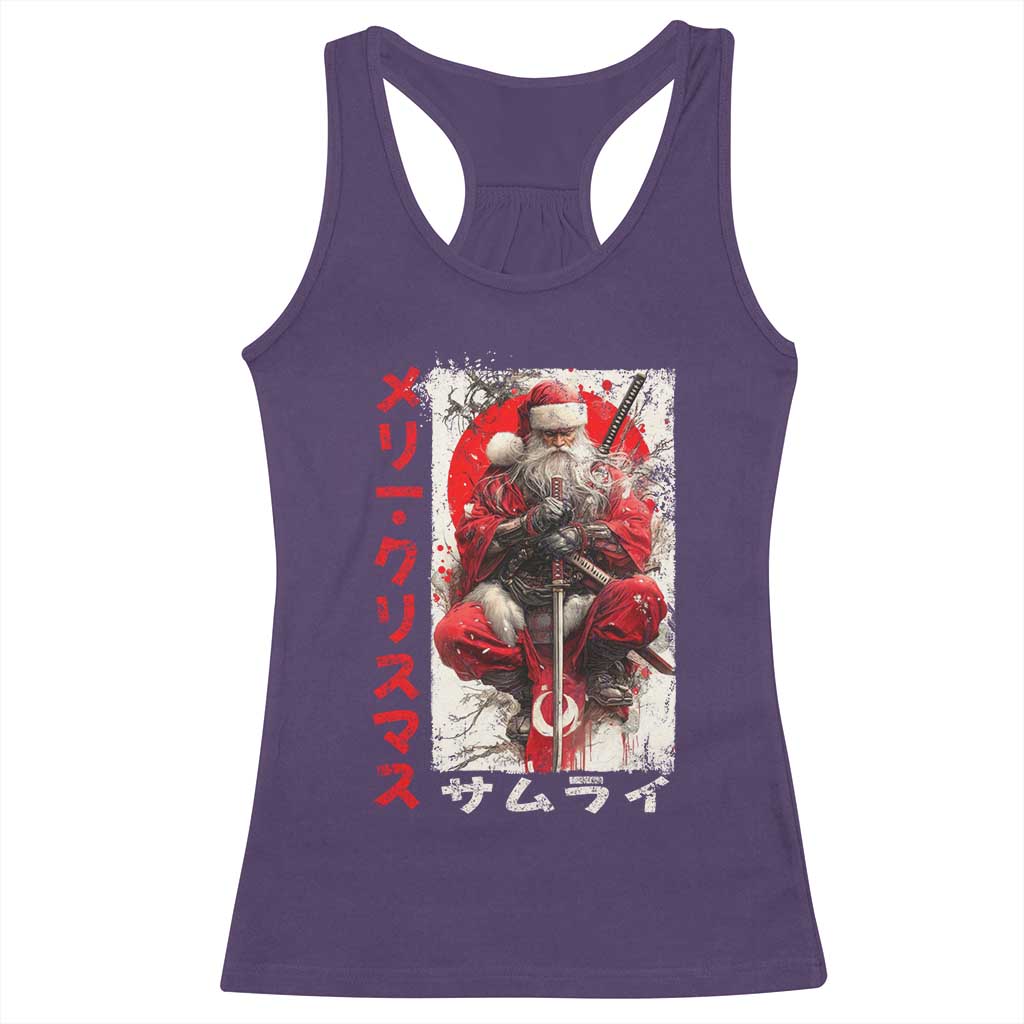 Christmas Samurai Santa Racerback Tank Top Japanese Xmas Warrior Ukiyo-e Art TS11 Purple Print Your Wear