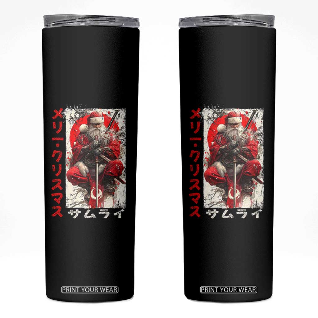 Christmas Samurai Santa Skinny Tumbler Japanese Xmas Warrior Ukiyo-e Art TS11 Black Print Your Wear