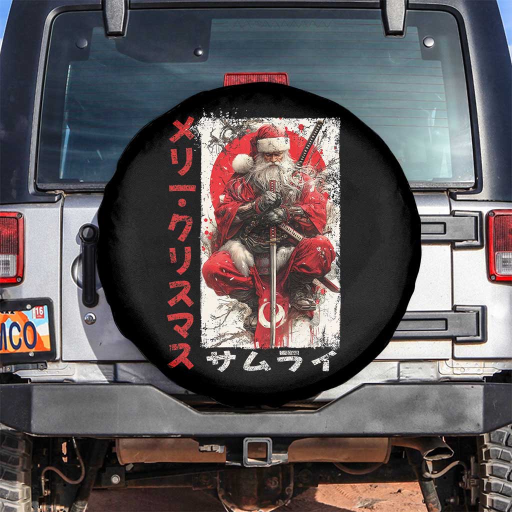 Christmas Samurai Santa Spare Tire Cover Japanese Xmas Warrior Ukiyo-e Art TS11 No hole Black Print Your Wear
