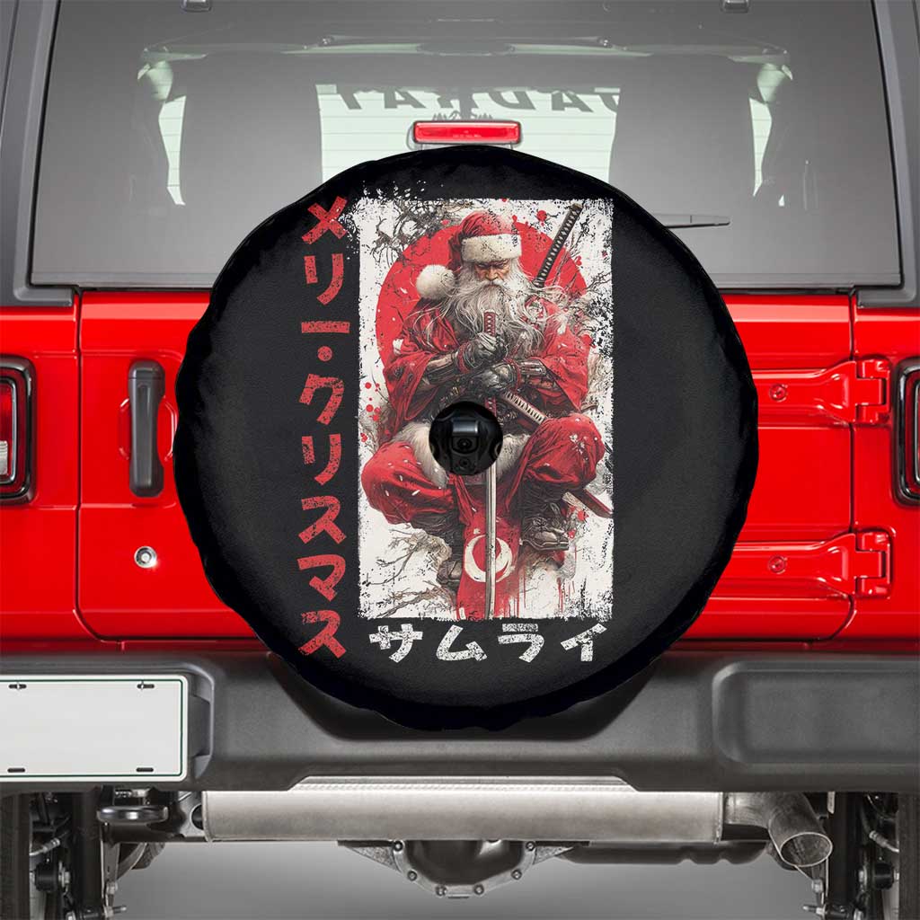 Christmas Samurai Santa Spare Tire Cover Japanese Xmas Warrior Ukiyo-e Art TS11 Black Print Your Wear