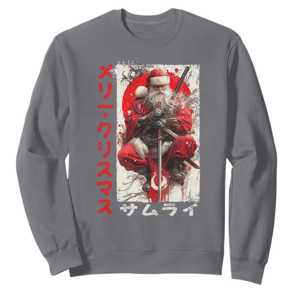 Christmas Samurai Santa Sweatshirt Japanese Xmas Warrior Ukiyo-e Art TS11 Charcoal Print Your Wear