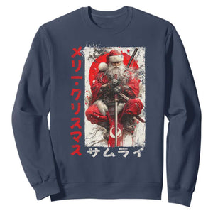 Christmas Samurai Santa Sweatshirt Japanese Xmas Warrior Ukiyo-e Art TS11 Navy Print Your Wear