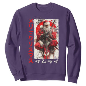 Christmas Samurai Santa Sweatshirt Japanese Xmas Warrior Ukiyo-e Art TS11 Purple Print Your Wear