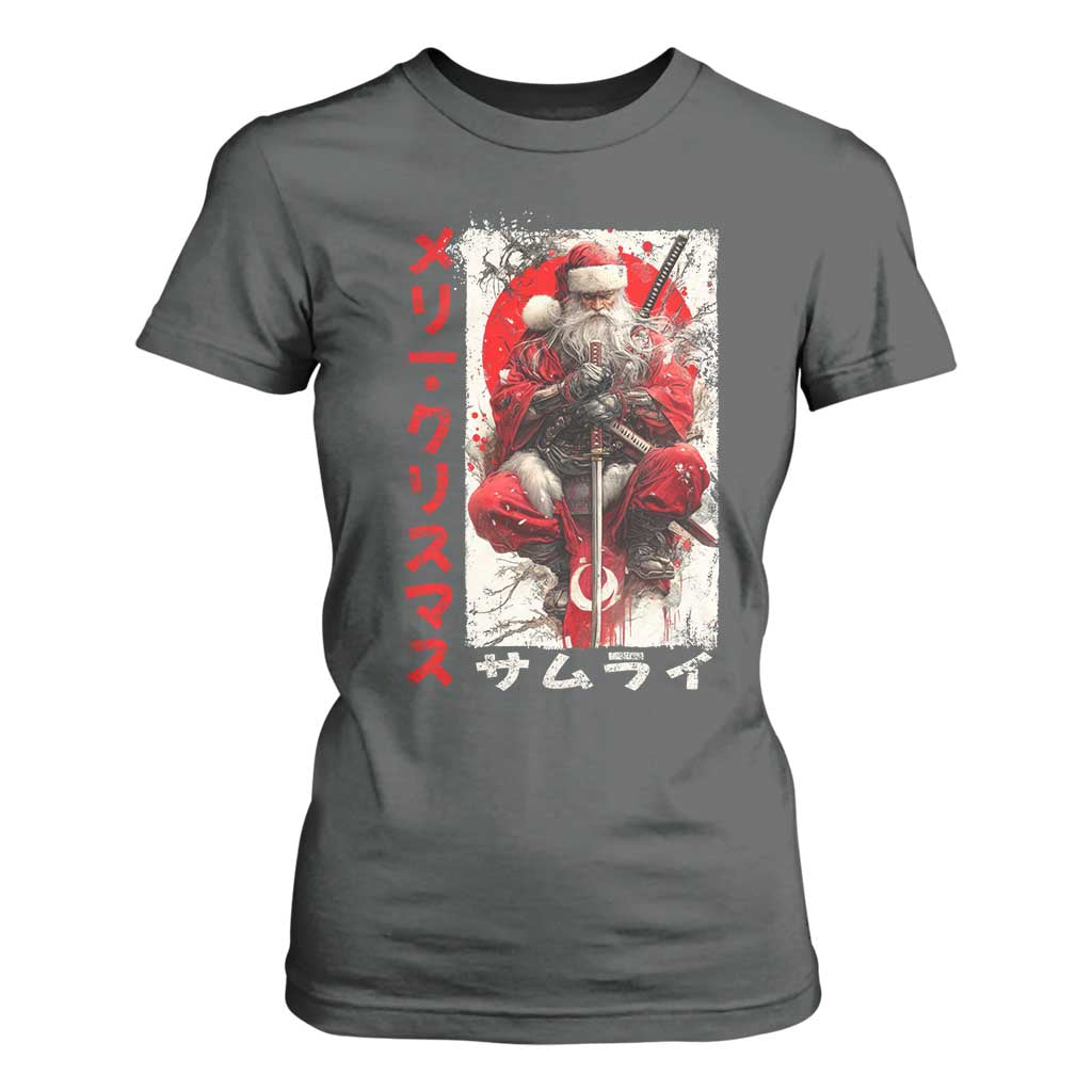 Christmas Samurai Santa T Shirt For Women Japanese Xmas Warrior Ukiyo-e Art TS11 Dark Heather Print Your Wear
