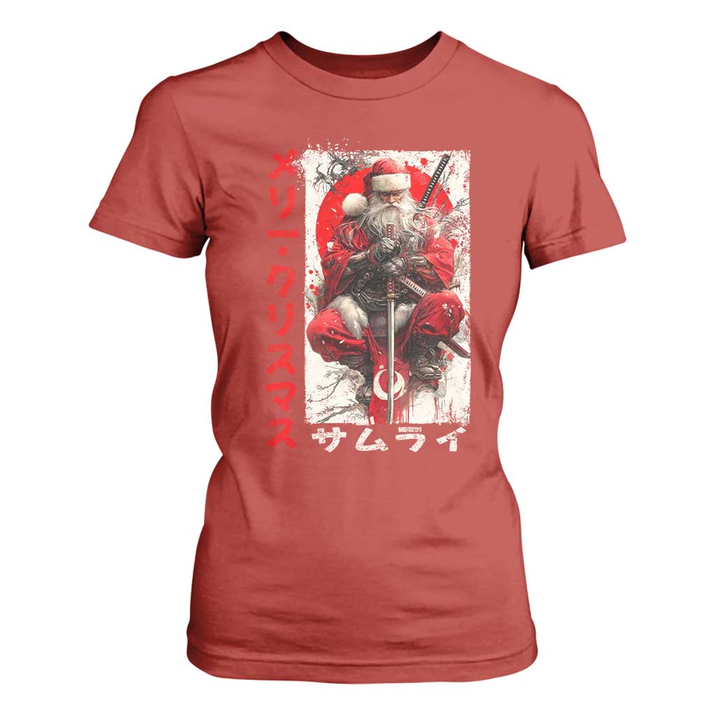 Christmas Samurai Santa T Shirt For Women Japanese Xmas Warrior Ukiyo-e Art TS11 Red Print Your Wear