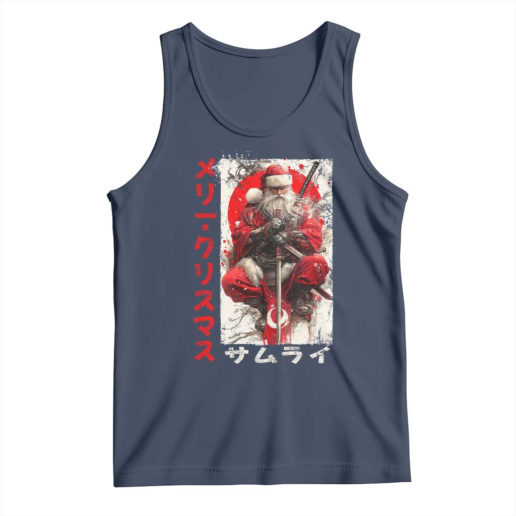 Christmas Samurai Santa Tank Top Japanese Xmas Warrior Ukiyo-e Art TS11 Navy Print Your Wear