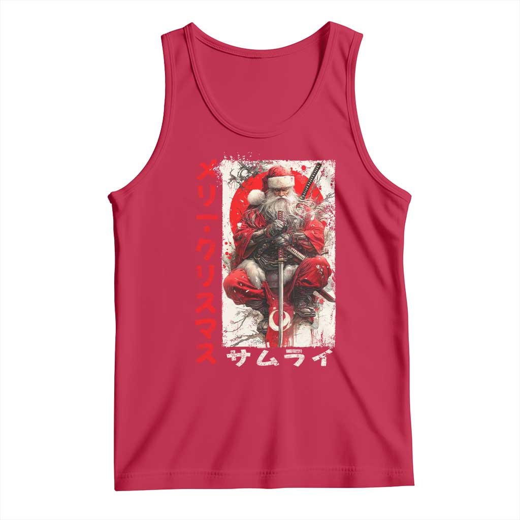 Christmas Samurai Santa Tank Top Japanese Xmas Warrior Ukiyo-e Art TS11 Red Print Your Wear