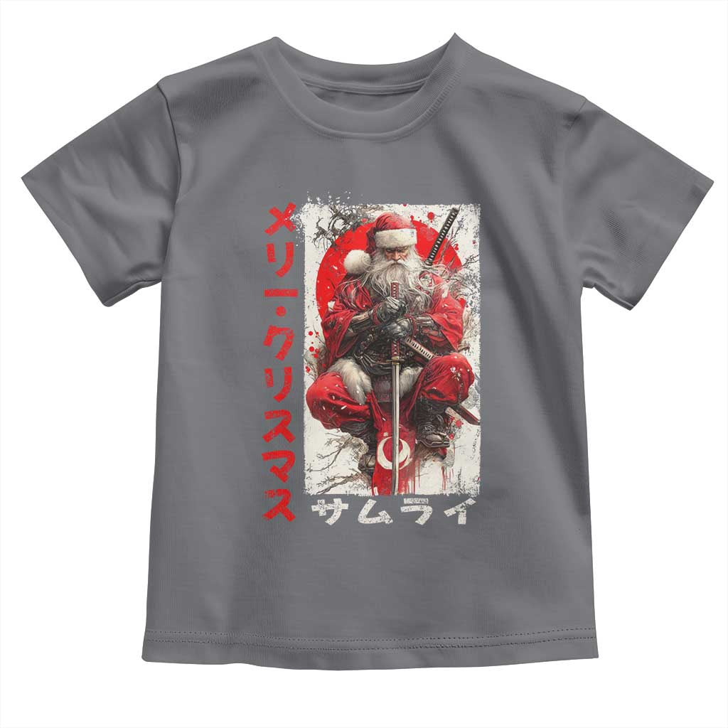 Christmas Samurai Santa Toddler T Shirt Japanese Xmas Warrior Ukiyo-e Art TS11 Charcoal Print Your Wear