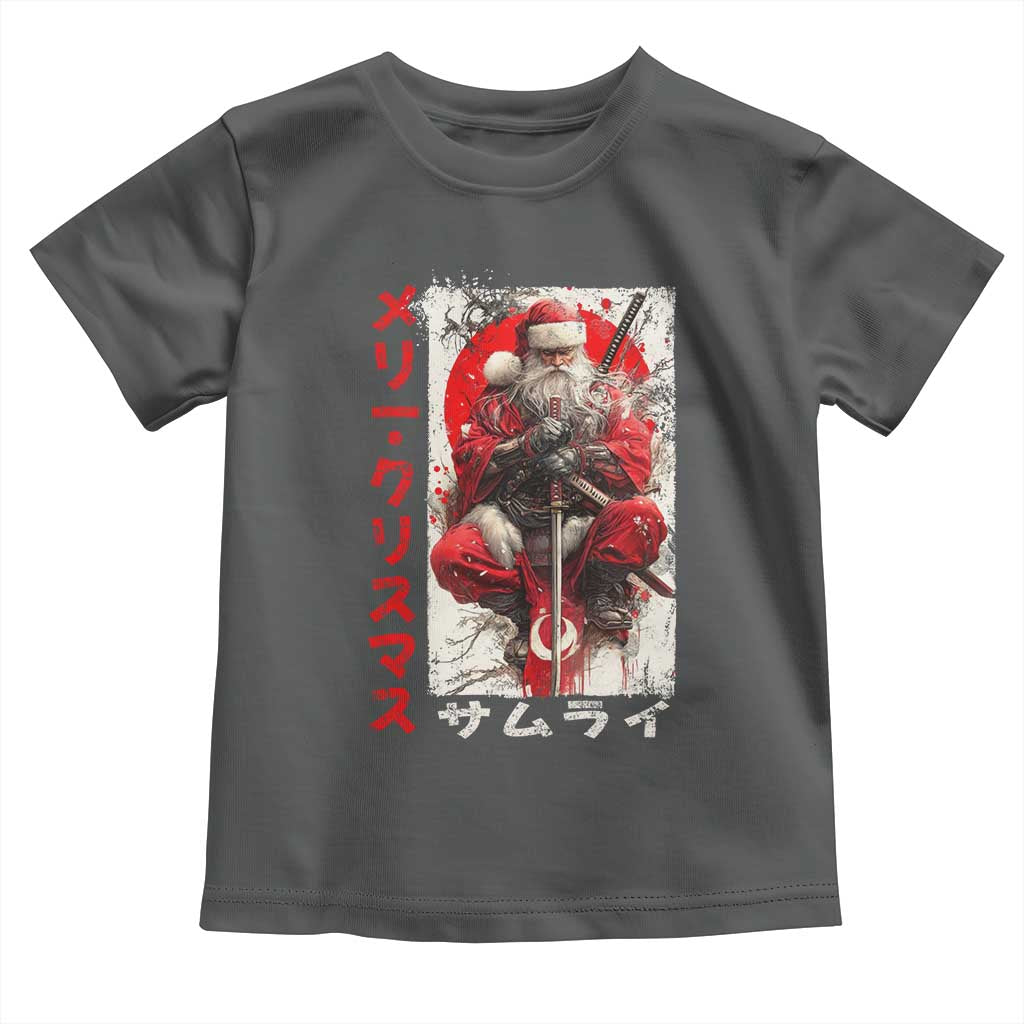 Christmas Samurai Santa Toddler T Shirt Japanese Xmas Warrior Ukiyo-e Art TS11 Dark Heather Print Your Wear